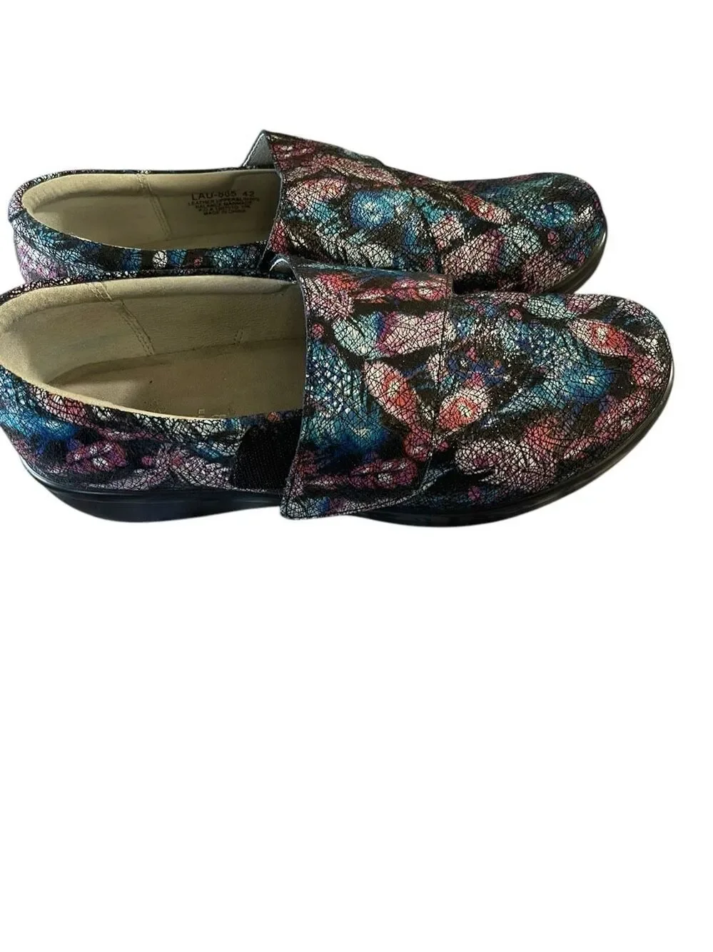 Alegria Lauryn Womens Multicolor Feather Print Loafer Comfort Shoes Size 42